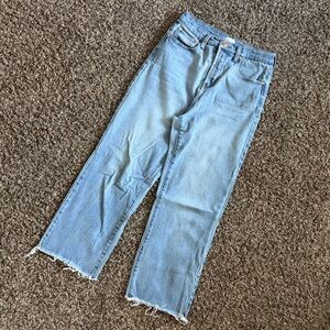 West of Melrose Light Blue Frayed Hem Denim Jeans, Straight Leg Size 28 Casual
